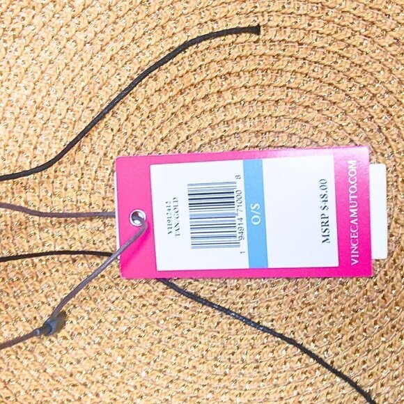 VINCE CAMUTO WOMEN'S TAN/GOLD STRAW SUNHAT W/ VISOR - Picture 4 of 4